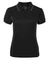 Women's Piping Polo-Black/Grey 