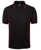 Men's S/S Piping Polo - Black/Red 
