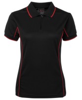 Women's S/S Piping Polo - Black/Red 